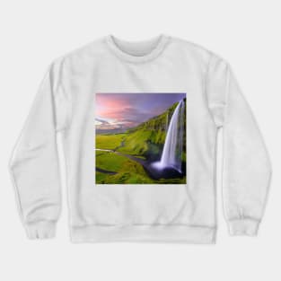 SCENERY 27 - Waterfall Grass Field Green Land Crewneck Sweatshirt